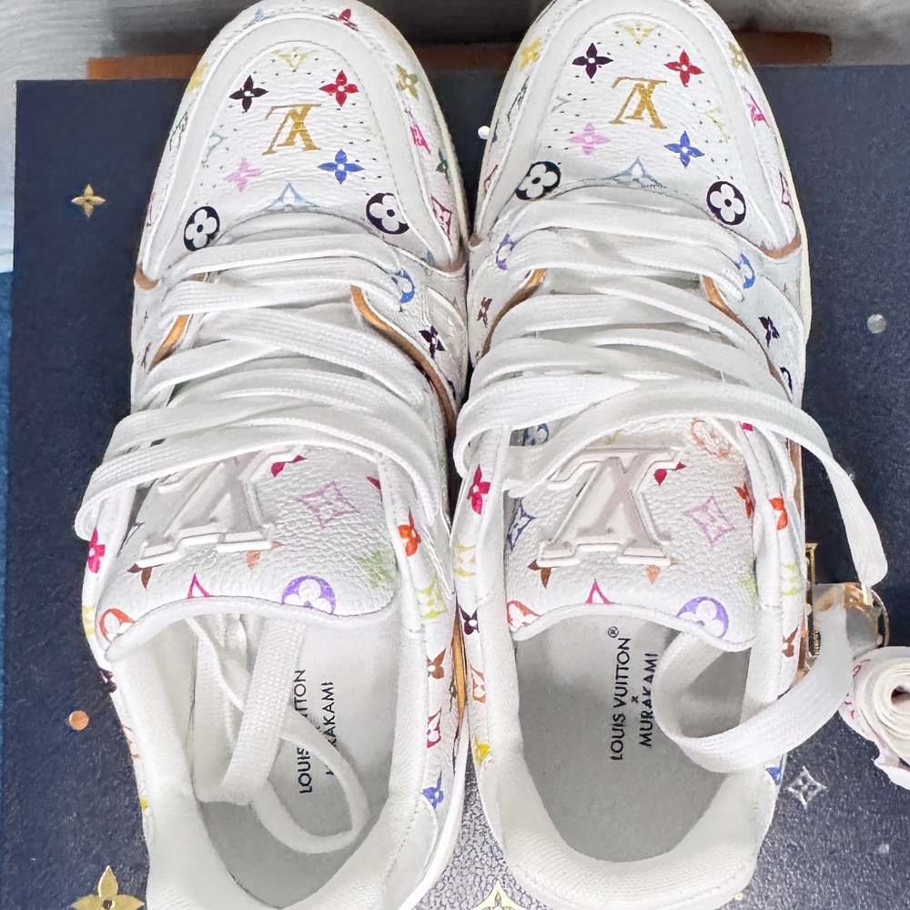 NIB Louis Vuitton Murakami White Multicolor Monogram Trainer Sneakers for Men 11